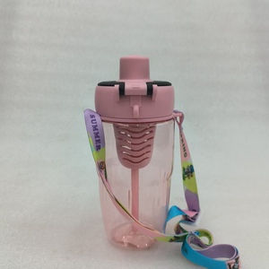 650ml stile cartone animato per bambini di plastica bottiglia di acqua tazza di succo di tazza di bolle carino con una rete e paglia doppio modello di bere - Product Image 3