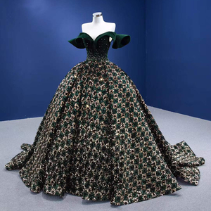 For RSM67477 Modern Floor-Length Plus Size Lace Sparkly Dark Green Sequins <b>Velvet</b> Evening Ball Gown Party <b>Dresses</b> - Product Image 3