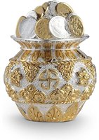 Pièce de Monnaie Kuber en Or et Argent Plaqué, 5 Pouces, Design Minimaliste, pour la Richesse et la Prospérité, pour la Maison, le Temple, le Vastu, les Cérémonies Religieuses, Diwali, Anniversaire