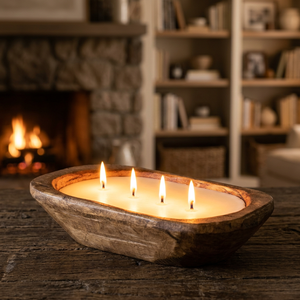 Handmade Mango Wood Dough Bowl <b>Candle</b> Holder Wooden <b>Candle</b> Vessel For Airbnb Home Decor Party At Affordable Price - Product Image 1
