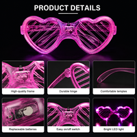Lunettes de fête LED clignotantes ANSOO 2026, multicolores, en forme de cœur, 3 modes, à piles