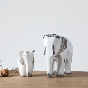 Exquisite Simple Family Decoration Ornaments Resin Animal Elephant Figurines For Home Decorations