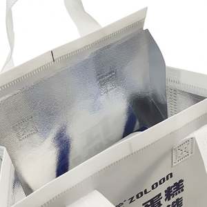 Custom White Non Woven Ripstop <b>Aluminum</b> <b>Foil</b> Takeout Lunch Cooler Bag <b>Disposable</b> Grocery Food Insulated Bag with logo - Product Image 6