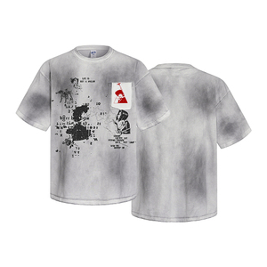 Camiseta retro de anime punk, 100% algodón, con bolsillo desgastado, estilo streetwear, transpirable, logotipo personalizado, producción en pequeños lotes - Product Image 1