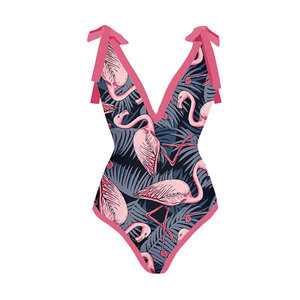 JSN <span class=keywords><strong>Flamingo</strong></span> costume intero 2023 Halter vita alta Bikini Suit Bow bretelle costume da bagno Beachwear - Product Image 5