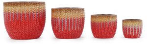 Pot de fleurs en céramique de style américain, motif feuille rouge-or émaillé, avec trou de drainage – Jardinière écologique et durable pour le jardin - Product Image 5