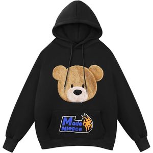 Sweat-shirt à capuche pour homme FOXA, avec broderie d'appliqué ours, poche, tricoté, streetwear, sweat-shirt graphique - Product Image 1