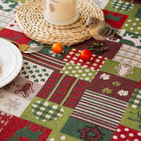 Nappe de table rétro américaine en coton et lin imperméable, pour fêtes de Noël, luxe léger