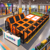 Équipement de parc de trampolines intérieur commercial Vabibo TP024, fosse à mousse haute densité, mur d'escalade, aire de saut ouverte, pour la famille