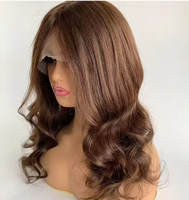 # Perruque médicale sans colle en cheveux humains européens, couleur marron, avec bonnet en silicone et dessus en soie, pour alopecia ou cancer