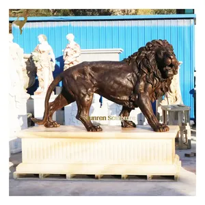 גדול גודל הליכה ברונזה האריה פסל עבור שער כניסה