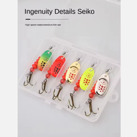 Aotuo Meilleures ventes Lot de 5 leurres métalliques rotatifs type spinner à manivelle pour lancer longue distance pour Black Bass et Mandarin