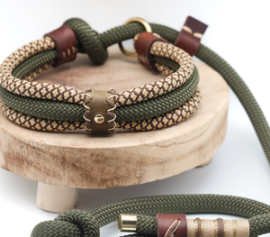 Correa de Nailon Táctica Manos Libres para Perros, Color Verde Oscuro, Superventas, <span class=keywords><strong>Collar</strong></span> para Perro con Correa de Nailon y Correa para Perro Envuelta en Cuero con Logotipo - Product Image 3