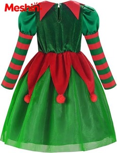 Disfraz de Princesa de Alta Calidad para Mujer, Verde, Ayudante de Santa Claus, Navidad, Televisión y Cine, Vestido de Terciopelo Color Canario - Product Image 2