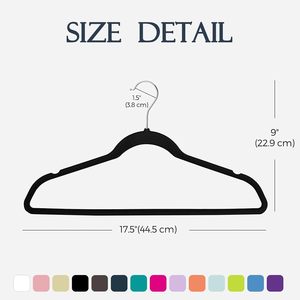Paquete de 50 Perchas de Terciopelo Negras Antideslizantes de Primera Calidad, Coloridas y Personalizables, de un Solo Nivel, para Uso en Armarios, a Precio Bajo - Product Image 6