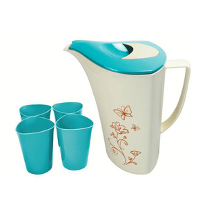 Ensemble de pichets à eau froide en plastique Blooming Prosperity avec 4 tasses rouges et bleues, vaisselle de fête pour adultes - Product Image 2