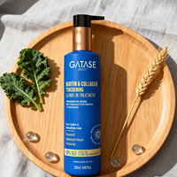 Traitement volumateur sans rinçage | Mélange de collagène marin à l'huile d'argan biologique et à la biotine | Anti-pelliculaire | Ajoute de la densité corporelle | Léger