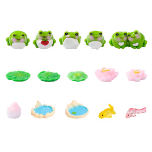 Ensemble de figurines de grenouilles en résine, mini décoration de bassin pour salon, ornement de bureau - Product Image 2