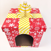 Boîte à gratter pour chat en carton de Noël en forme de petite boîte cadeau, vente en gros à prix réduit