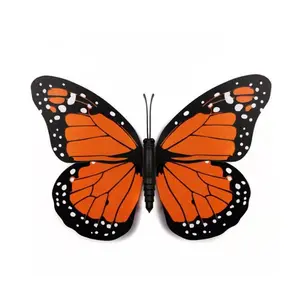 Thực Tế PVC 12Cm 3D Monarch Bướm Stickers Đối Với Trang Trí Nội Thất Và Trang Trí Đám Cưới