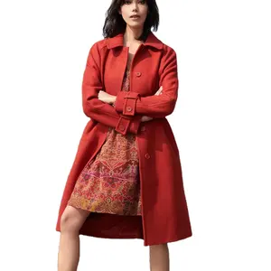 Áo Khoác Trench Coat Màu Đỏ Phong Cách Phổ Biến Chất Lượng Hàng Đầu Cho Phụ Nữ Trong Mùa Đông Và Mùa Thu