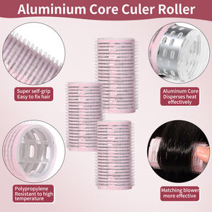 Juego de 3 Rodillos de Pelo Autoadherentes de Plástico y Aluminio, Color Rosa, para Rizos <span class=keywords><strong>con</strong></span> <span class=keywords><strong>Velcro</strong></span>, para Cabello Corto y Mediano S911 - Product Image 4