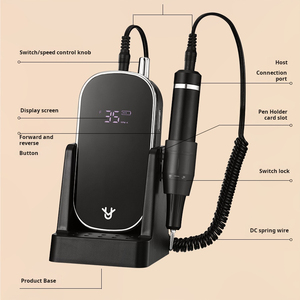 เครื่องเจียรเล็บแบบชาร์จไฟได้ 35000 รอบต่อนาที 45 วัตต์ พร้อมหน้าจอขนาดใหญ่ สำหรับร้านทำเล็บเท้า - Product Image 4