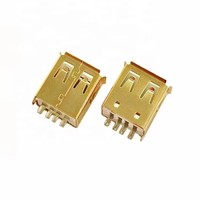 USB 2.0 Tipe A 4-Pin 1.5A 30V DC Berlapis Emas, Steker Jantan & Soket Betina DIP SMT PCB Mount, Port USB Socket