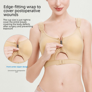 Sujetador deportivo dos en uno para mujer, con bolsillo para prótesis de silicona, para recuperación postoperatoria de mastectomía, transpirable, de nailon de secado rápido - Product Image 3