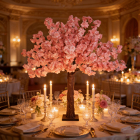Arbre de cerisier en plastique de soie haute simulation personnalisé pour la décoration de mariage en intérieur et en extérieur Blanc Rose Durable Écologique