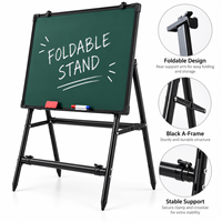 Tableau noir vert pliable avec support en A noir, tableau d'écriture magnétique pour l'école, la salle de classe, le bureau, la formation
