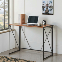 Bureau d'ordinateur de bureau moderne en acier inoxydable modulaire avec panneau en bois, table pliante de chevet