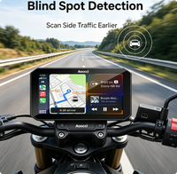 Navigateur GPS pour moto AOOCCI BX 5,5 pouces, écran tactile, caméra avant/arrière 1080P WDR, détection d'angle mort intelligente BSD, 2 Go de RAM, étanche