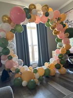 Kit d'arche de ballons vert sauge et rose de 153 pièces, ballons rose clair, vert olive, blanc cassé, or pour la décoration de fête de naissance ou d'anniversaire