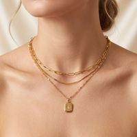 Kalung Liontin Baja Anti Karat 18K Rantai Klavikula Kalung Emas Bertumpuk Multi-layer Terlaris di Eropa dan Amerika