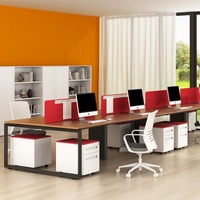 Poste de travail modulaire convertible moderne en gros pour 4 à 6 personnes, bureau du personnel avec cadre en aluminium, mobilier de bureau ouvert écologique