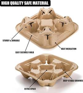 biologisch abbaubare Packung 4 Tassen Einweg-Kaffeepod Pulpefaser Getränk-Tablett für heiße und kalte Getränke, Getränkehalter zum mitnehmen - Product Image 5
