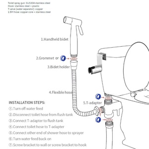 Rociador de mano para baño, cabezal de ducha autolimpiante de acero inoxidable, grifo de bidé de mano para baño, kit de rociador de bidé portátil para inodoro - Product Image 2