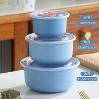 Boîte de conservation en paille de blé avec couvercle, pour aliments secs et légumes, boîte de rangement hermétique portable, ensemble de bols de protection en plastique pour aliments frais
