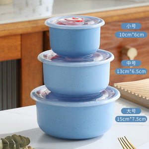 Boîte de conservation en paille de blé avec couvercle, pour aliments secs et légumes, boîte de rangement hermétique portable, ensemble de bols de protection en plastique pour aliments frais - Product Image 5