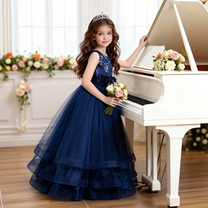Robe de mariée longue style occidental pour fille, robe en tulle moelleux pour grande fille, pour 12 ans, robe de bal, robe de fête pour enfants - Product Image 4