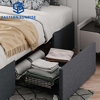 Lit de chambre à coucher moderne de haute qualité en métal réglable, taille double, avec cadre robuste et base en treillis d'acier, tiroirs de rangement pour usage hôtelier