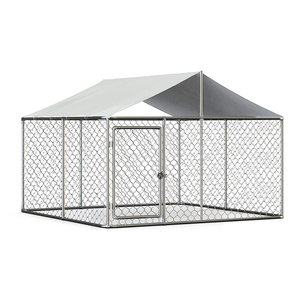 3m * 1.8m * 2m Tautan rantai galvanis tugas berat kandang anjing lari/kandang anjing/kandang hewan peliharaan besar luar ruangan dengan atap - Product Image 1