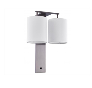 Unique Design Brushed Nickel <b>Wall</b> Lamp with Round Shape Linen Fabric Lampshade for Hospitality Lighting - Product Image 6