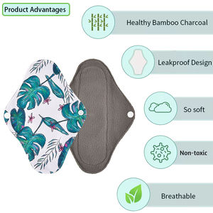 Yeniden kadınlar sıhhi ped yıkanabilir bez adet pedleri bambu kömür nefes sıhhi peçeteler pedleri süper emici - Product Image 5