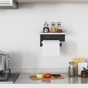 Estante adhesivo de mármol montado en la pared, estante de almacenamiento moderno para sala de estar, cocina, baño, rollo de papel tisú, soporte de papel higiénico - Product Image 6