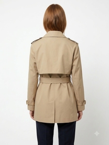 Nueva llegada: Gabardina clásica de <span class=keywords><strong>mujer</strong></span> a la moda, con doble botonadura, cortavientos delgado, chaqueta casual color caqui para el trabajo. - Product Image 5