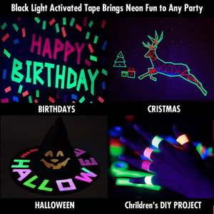 Lumière lumineuse néon Blacklight papier tissu Gaffer ruban pour fête lueur fête fournitures néon ruban adhésif - Product Image 3