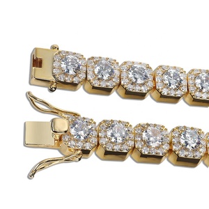 10m 7in HipHop Geometric Third Party Certified Gold Iced Micro Pave Cubic Zircon Tennis Chain <strong>Copper</strong> <strong>Bangles</strong> <strong>Men</strong> - Product Image 4