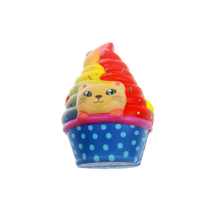 ของเล่นบีบคลายเครียดรูปสัตว์การ์ตูนแบบคัพเค้ก PU บีบแล้วคืนตัวช้า ของเล่นบีบสีสันสดใสลายไอศกรีม ของตกแต่ง ของขวัญ - Product Image 5